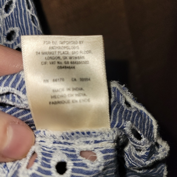 Holding Horses for Anthro Blue & White Eyelet Blue Lace Top - Picture 5 of 6